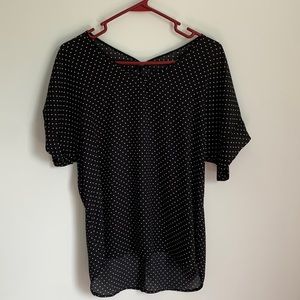 Black with white polka dot blouse